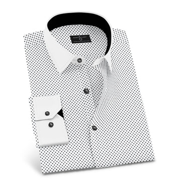 White Black Polka Dot Formal Shirt