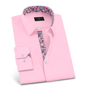 Pink Formal Shirt with Multi Color Floral Print