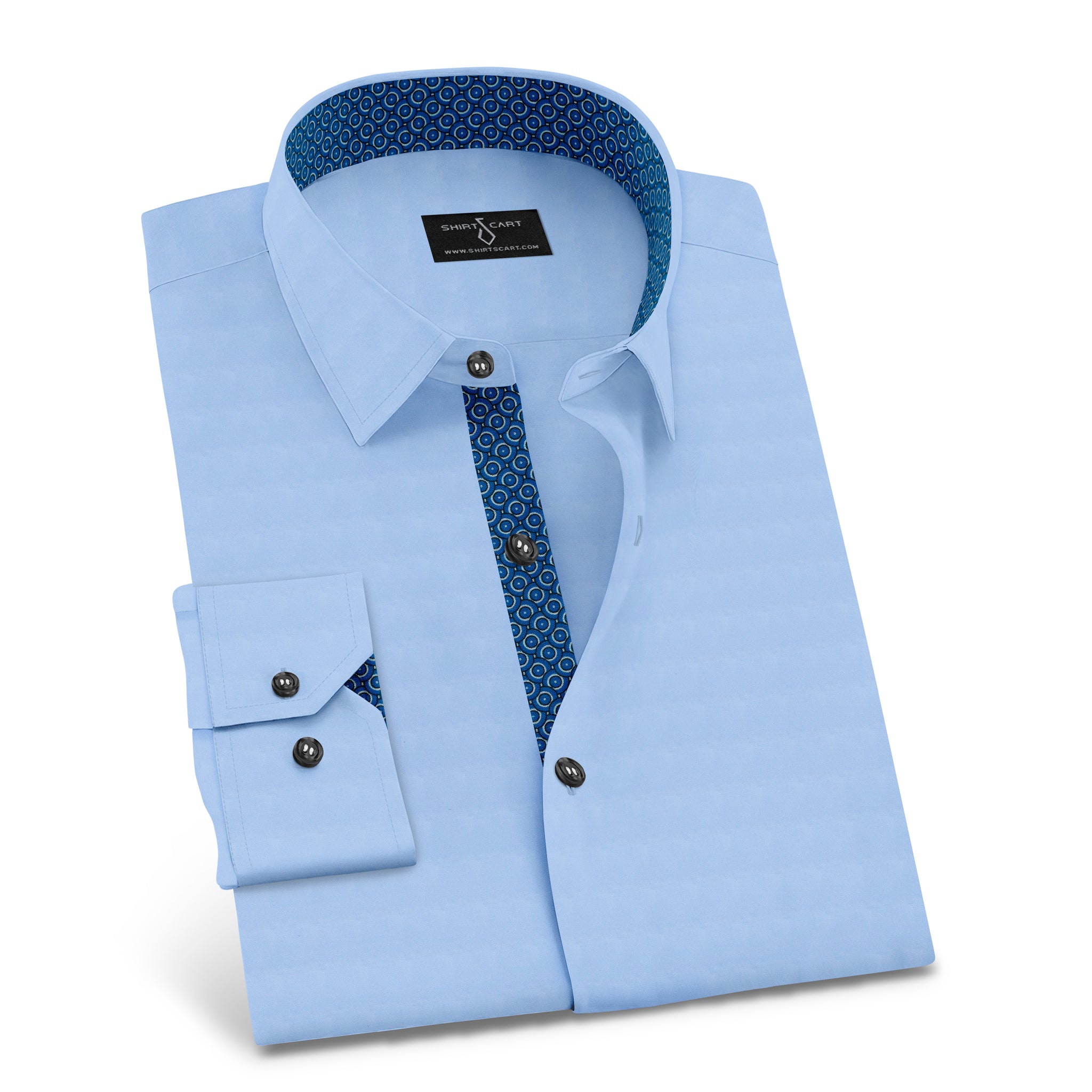 SkyBlue Formal Shirt with Blue Retro Wave