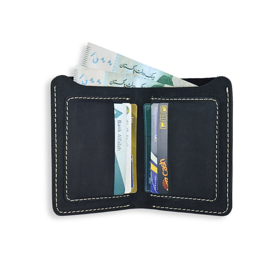 Black Leather Wallet Book Style for Men