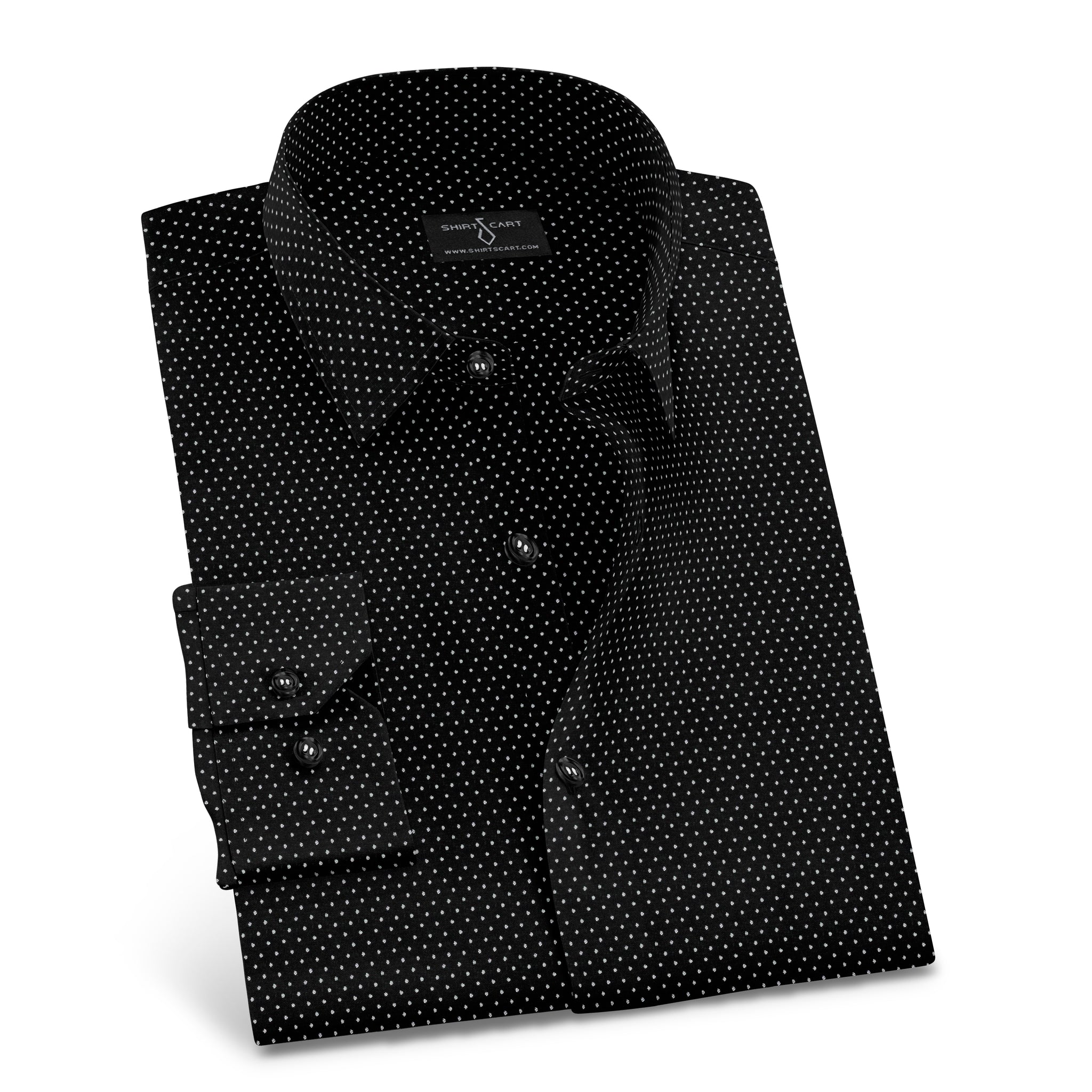 Black White Polka Dot Formal Shirt