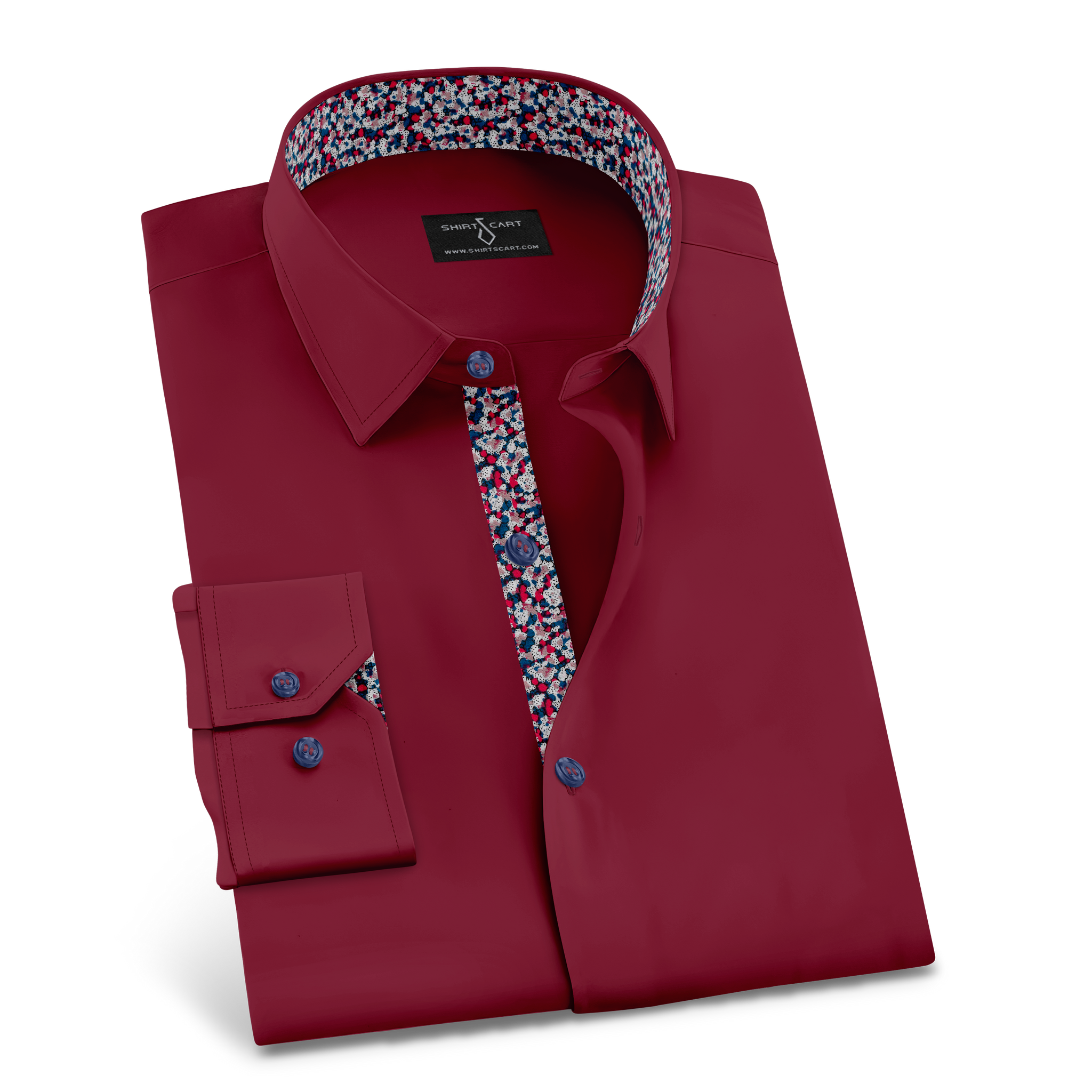 Maroon Formal Shirt with Printed Viscose