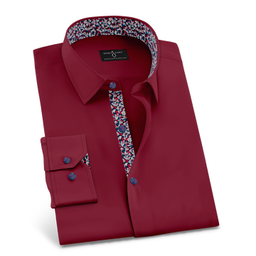 Maroon Formal Shirt with Printed Viscose