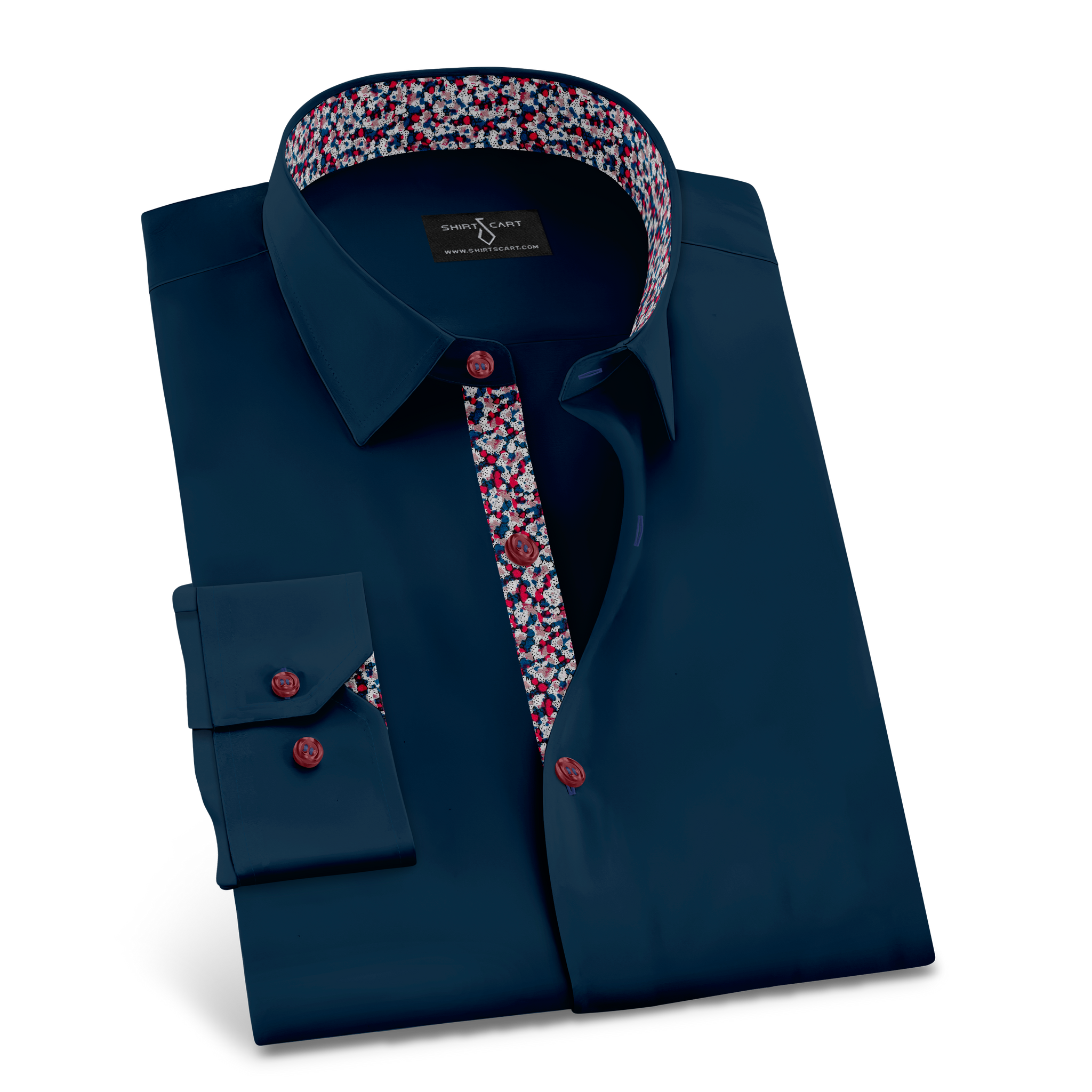 Navy Formal Shirt with Printed Viscose