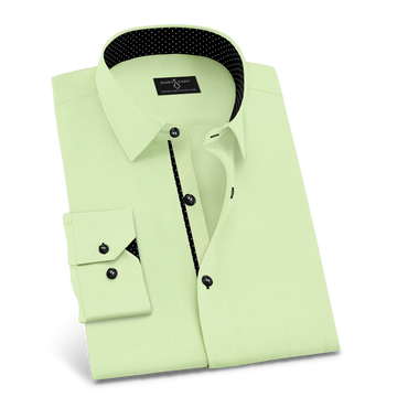 Pistachio Green Formal Shirt Black Polka Dot stripe