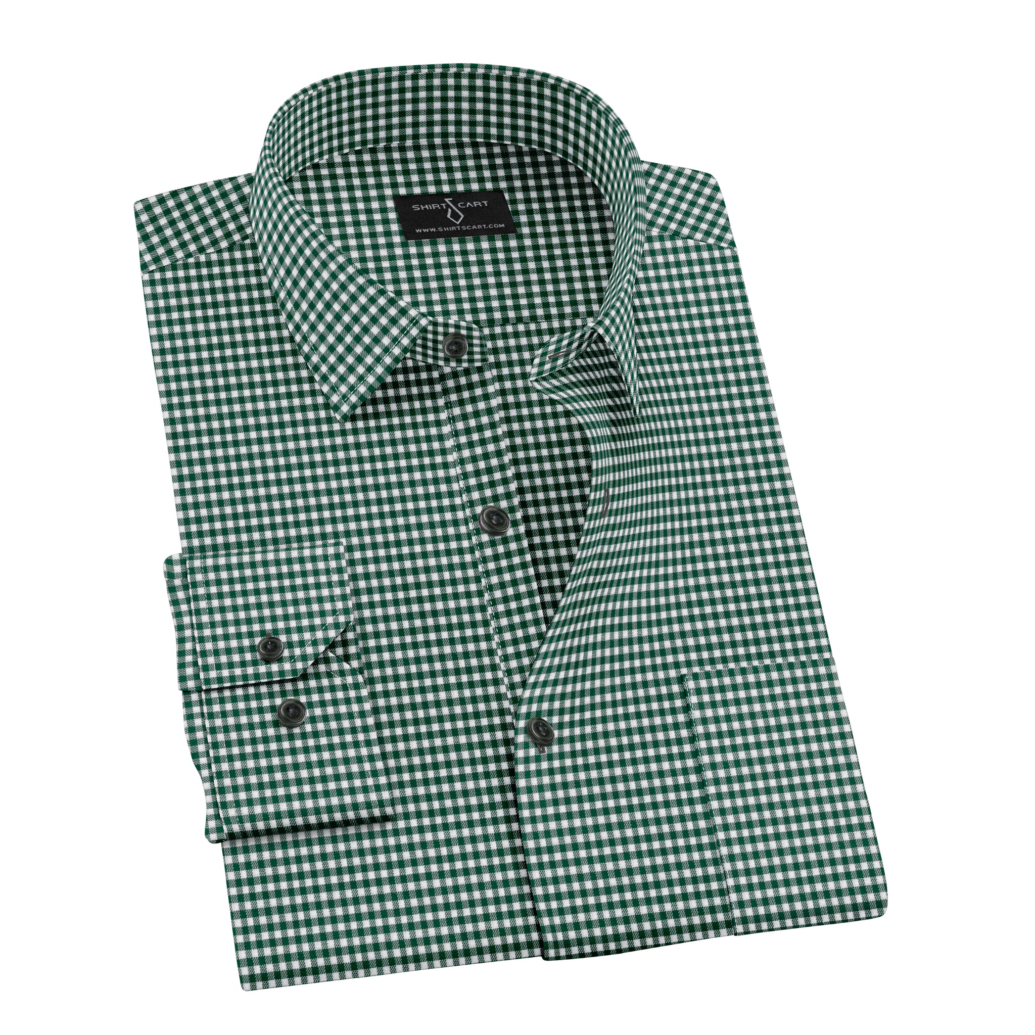 Green & White Shepherd's Check Formal Shirt