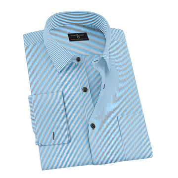 Sky-blue & White narrow Strips Formal Shirt