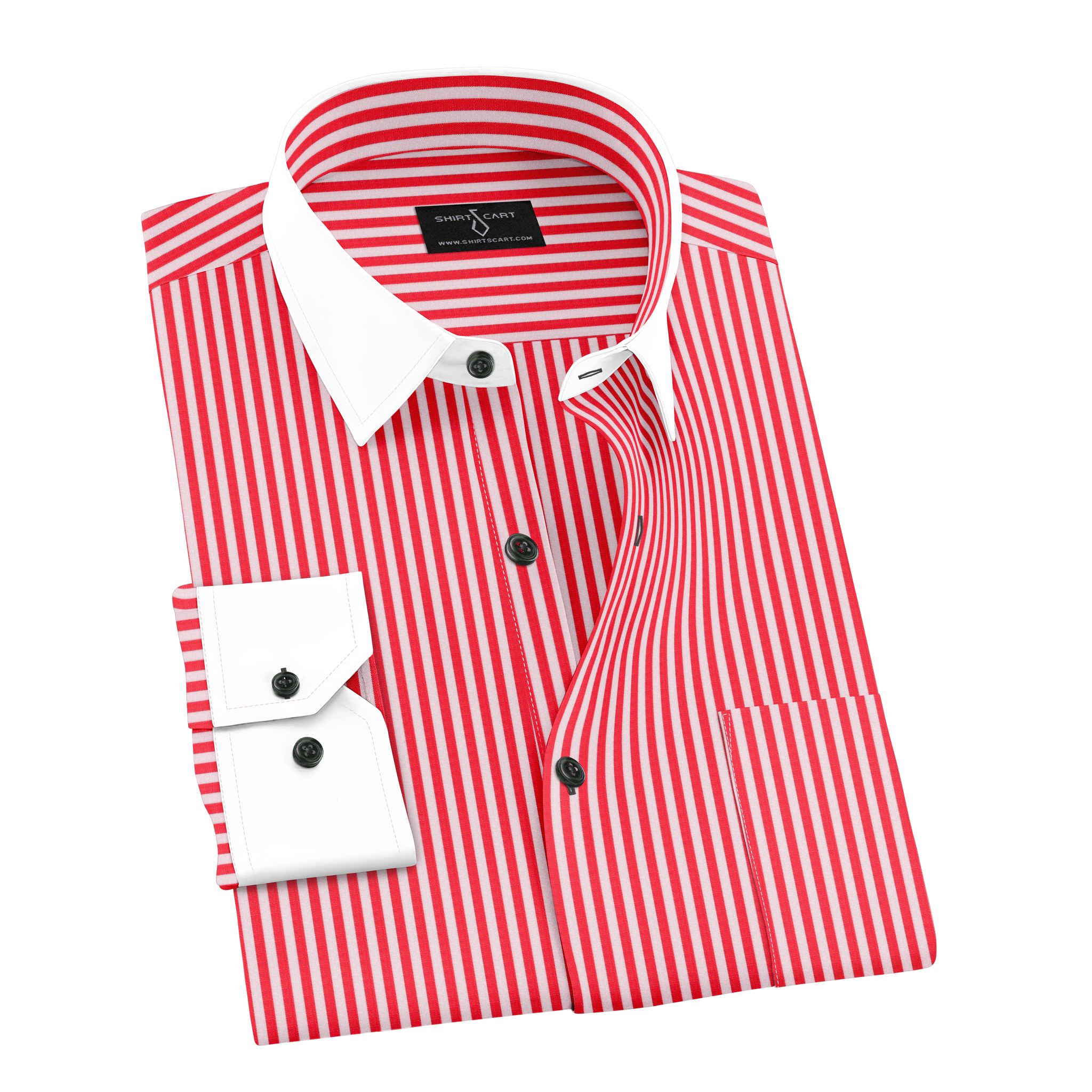 Orange White Stripe Formal Shirt White Cuff