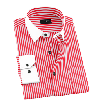 Orange White Stripe Formal Shirt White Cuff