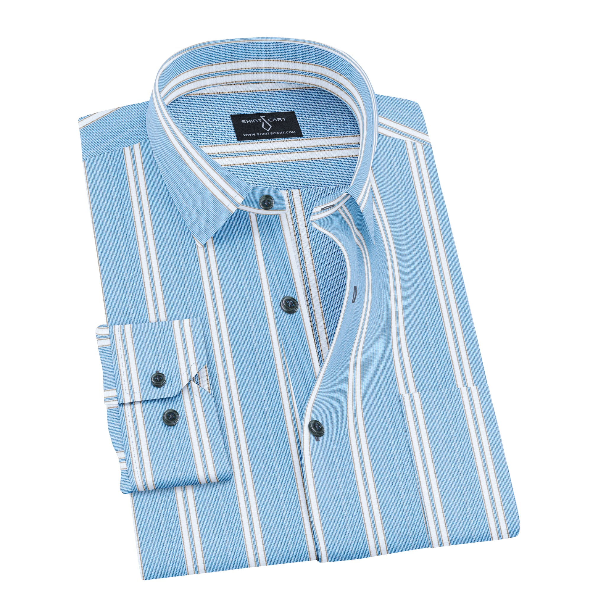 Blue Micro Stripe Formal Shirt with Angel Cuff