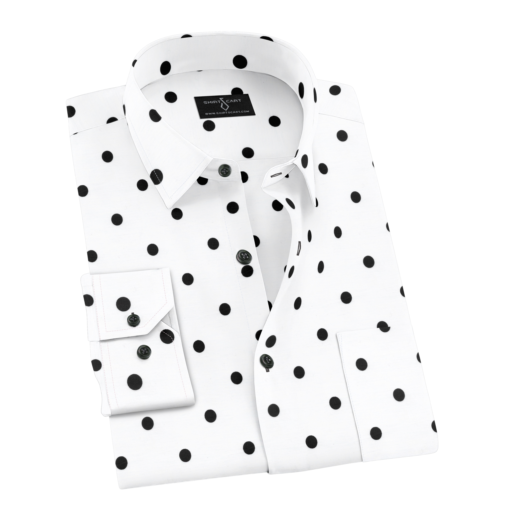 White with Black Dots Printed Shirt