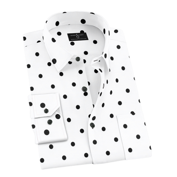 White with Black Dots Printed Shirt