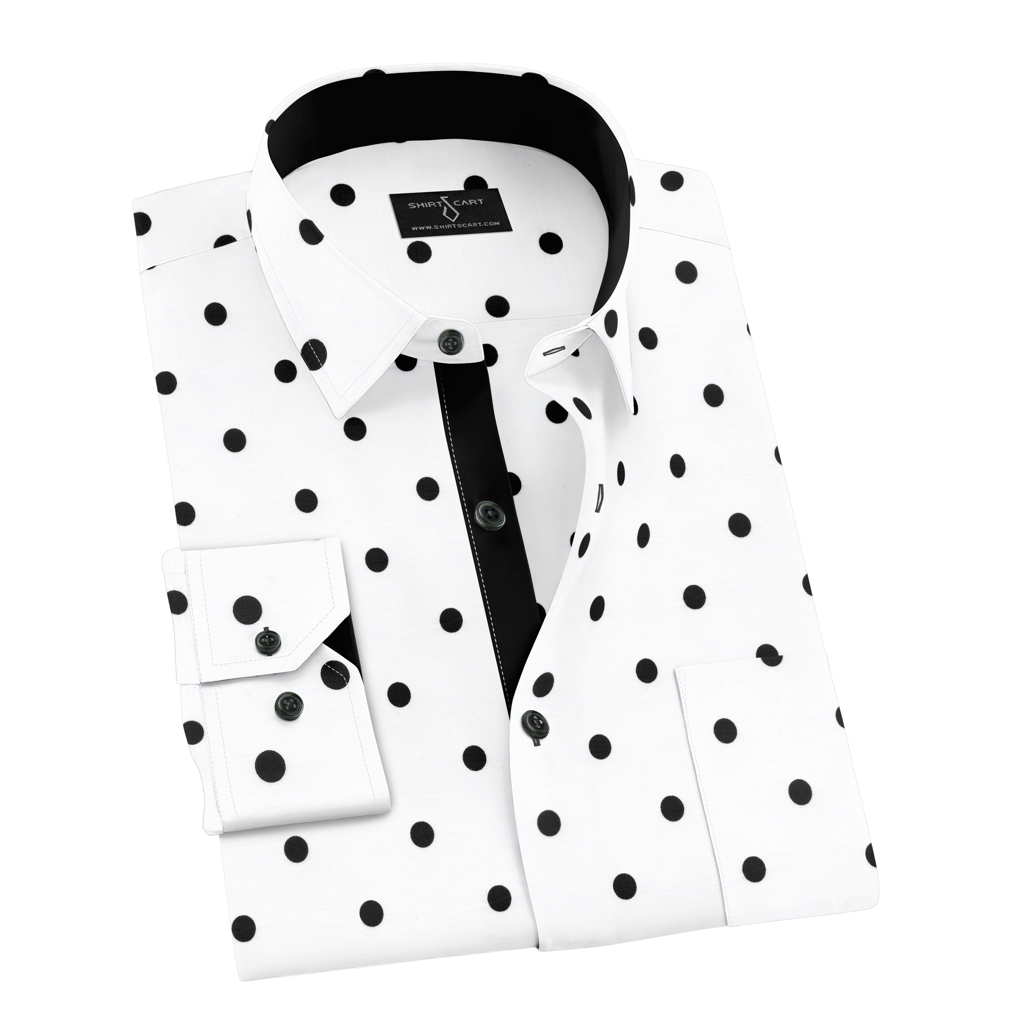 White with Black Dots Printed Shirt