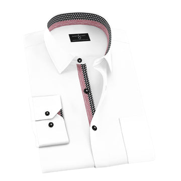 White Formal Shirt with Red Stripes