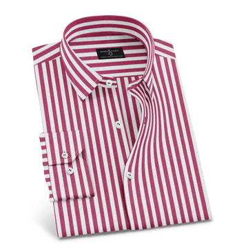 Rouge Pink And White Striped Premium Cotton Shirt