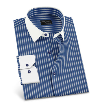 Navy Base White Stripe Premium Cotton Shirt