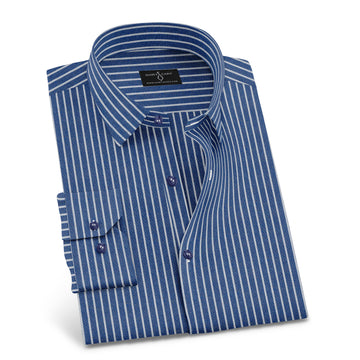 Navy Base White Stripe Premium Cotton Shirt