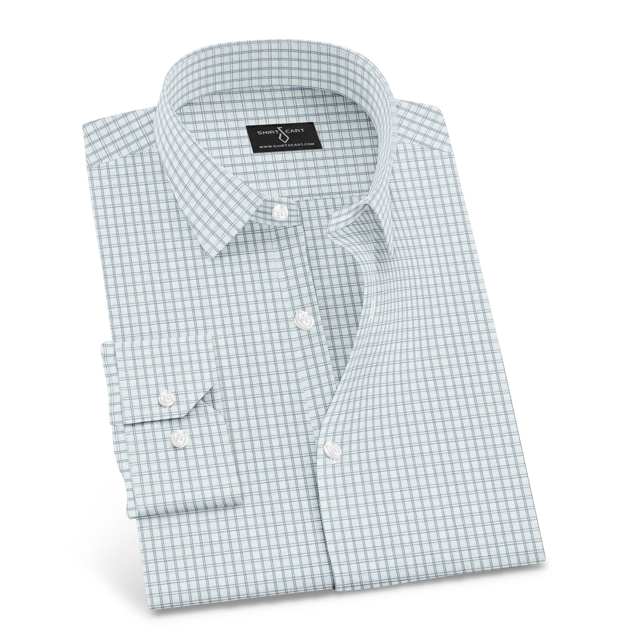 Micro Checkered On White Premium Cotton Men's Formal Shirt