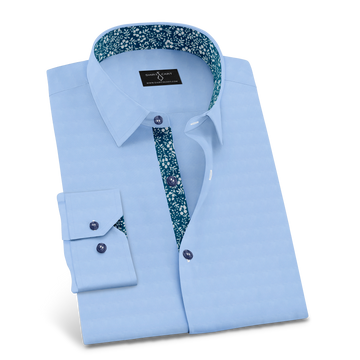 Sky-Blue Formal Shirt with Floral Print