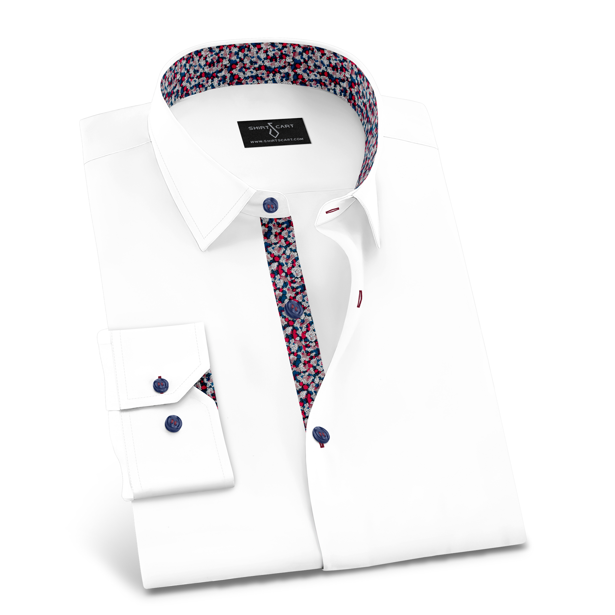 White Formal Shirt with Printed Viscose