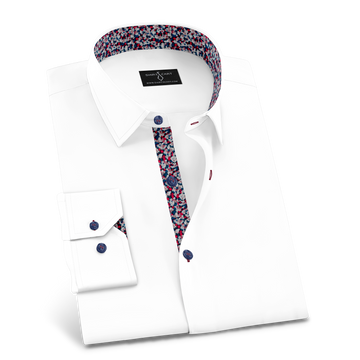 White Formal Shirt with Printed Viscose