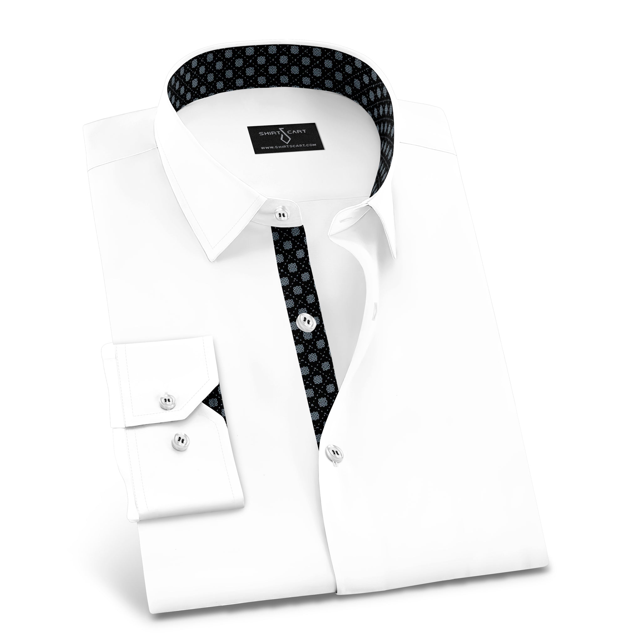 White Formal Shirt with Black Greystone