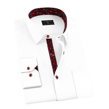 White Formal Shirt with Red Paisley