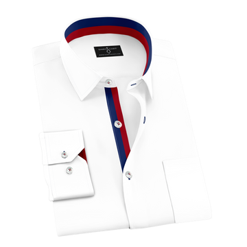 White Formal Shirt with Racing Strips