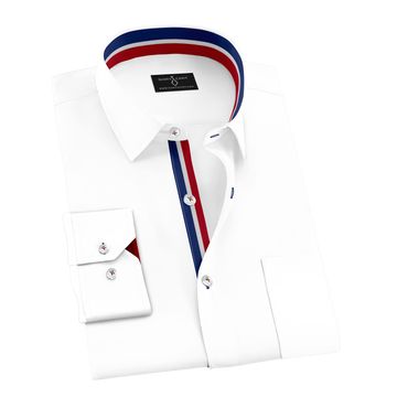 White Formal Shirt with 3 Racing Strips