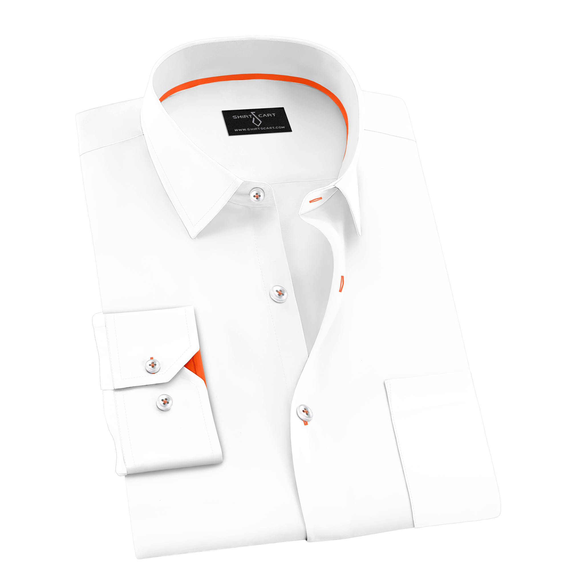 White Formal Shirt with Orange Strip