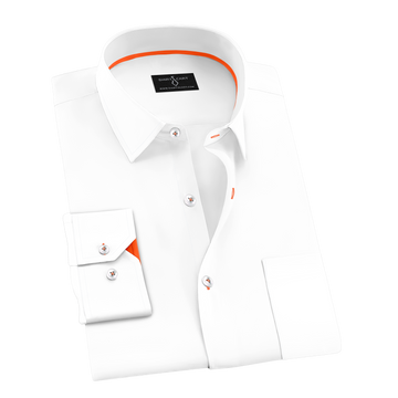 White Formal Shirt with Orange Strip